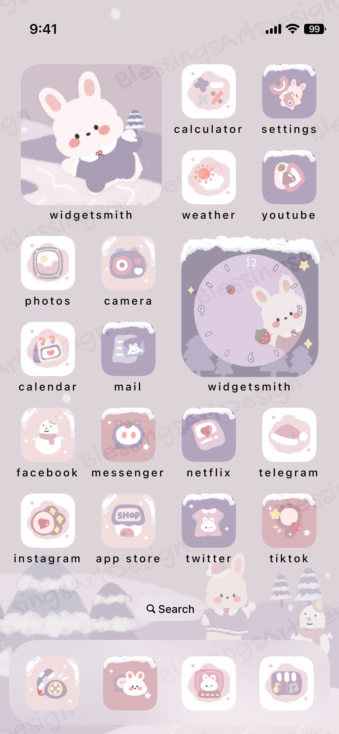 Cute Ios Sticker Cute Christmas Bunny | Ios Icons Pack, iPhone Theme, App Cover, Icons ...