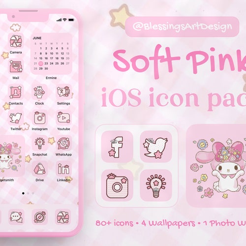 80 Soft Pink Neutral Cute Bundle App Icons Aesthetic Etsy