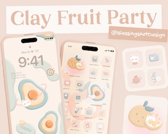 Clay Fruit iOS Icons Pack: Mochi Pastel App Covers (Digital Download)