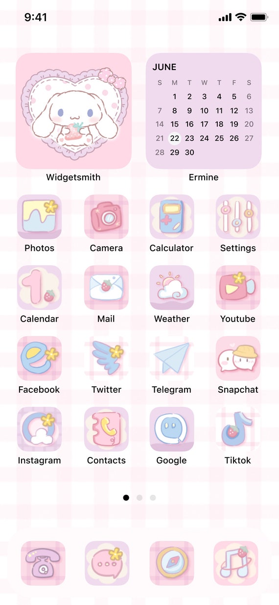 Kawaii My Melody Pink iPhone App Icon Theme Bundle for iOS14+