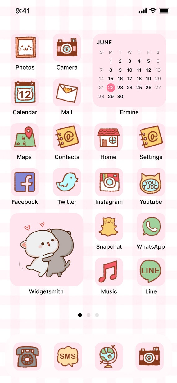 90 Pink Kitty Ios Icons Pack iPhone Theme App Cover Icons Skin Home Screen  Doodle Cute Mochi Lo-fi Soft Pastel Anime Cat 