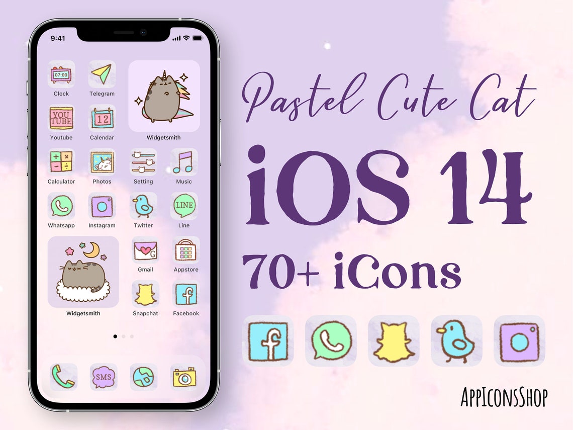 Cute Cat Icon Bundle for iPhone IOS 14 I Aesthetic App Icons I | Etsy