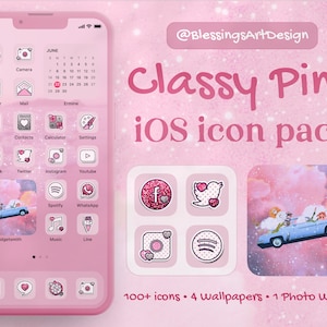 Glassy Pink | iOS, App, Home Screen, iPhone, Glitter, Bling Bling, Aesthetic, App Covers, Icons, Pink, Twinkle, Glean, Pretty, Glisten