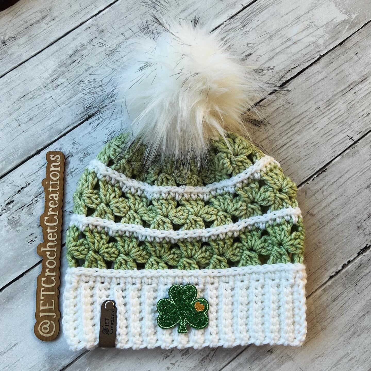 St Patrick's Day Beanie, Honora Beanie, Clover Hat, Green Hat, Shamrock Hat - Thumbnail 2