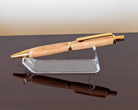 Ballpoint Click Pen in Ash With Gold Plated Fittings. Unique