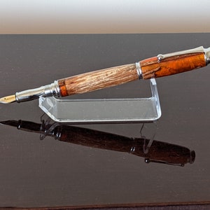 Unique Wood Piece and Resin Fountain Pen with Chrome Fittings - Present Handmade Birthday Retirement, Anniversary or Christmas Gift - 276