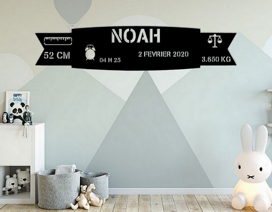 Portrait de Naissance Métal, Wall Art, Made in France