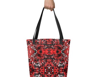 Bold - Stylish Tote Bag  Red, Black & White Design