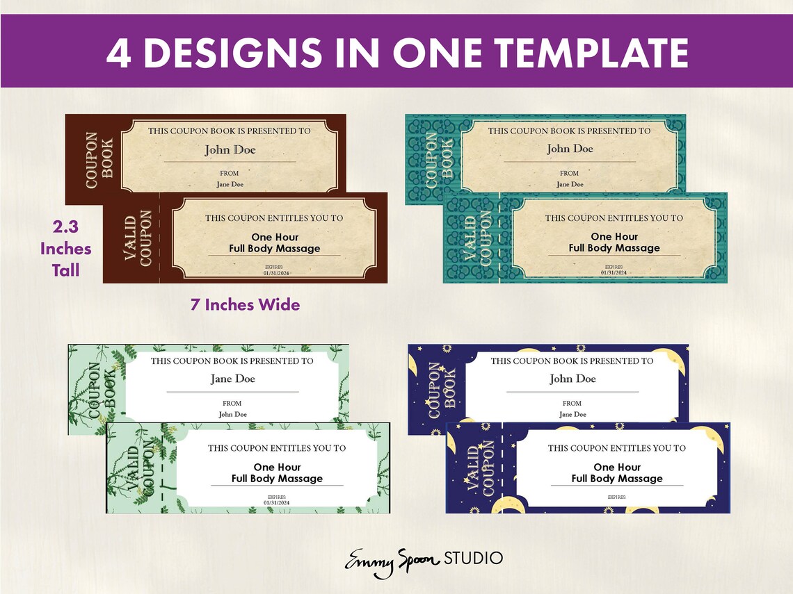 Family Coupon Book Template, Editable, PRINTABLE PDF Document - Etsy