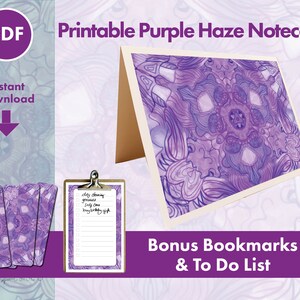 Purple Haze Blanko Grußkarten mit Bonus Lesezeichen & To Do Liste, Emmy Löffel druckbare Originalkunst