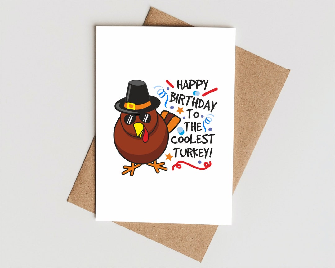 Fall Birthday Card Turkey Birthday Card Autumn Birthday - Etsy