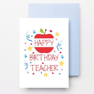 Birthday Card Teacher, Teacher Birthday Card, Happy Birthday Teacher ...