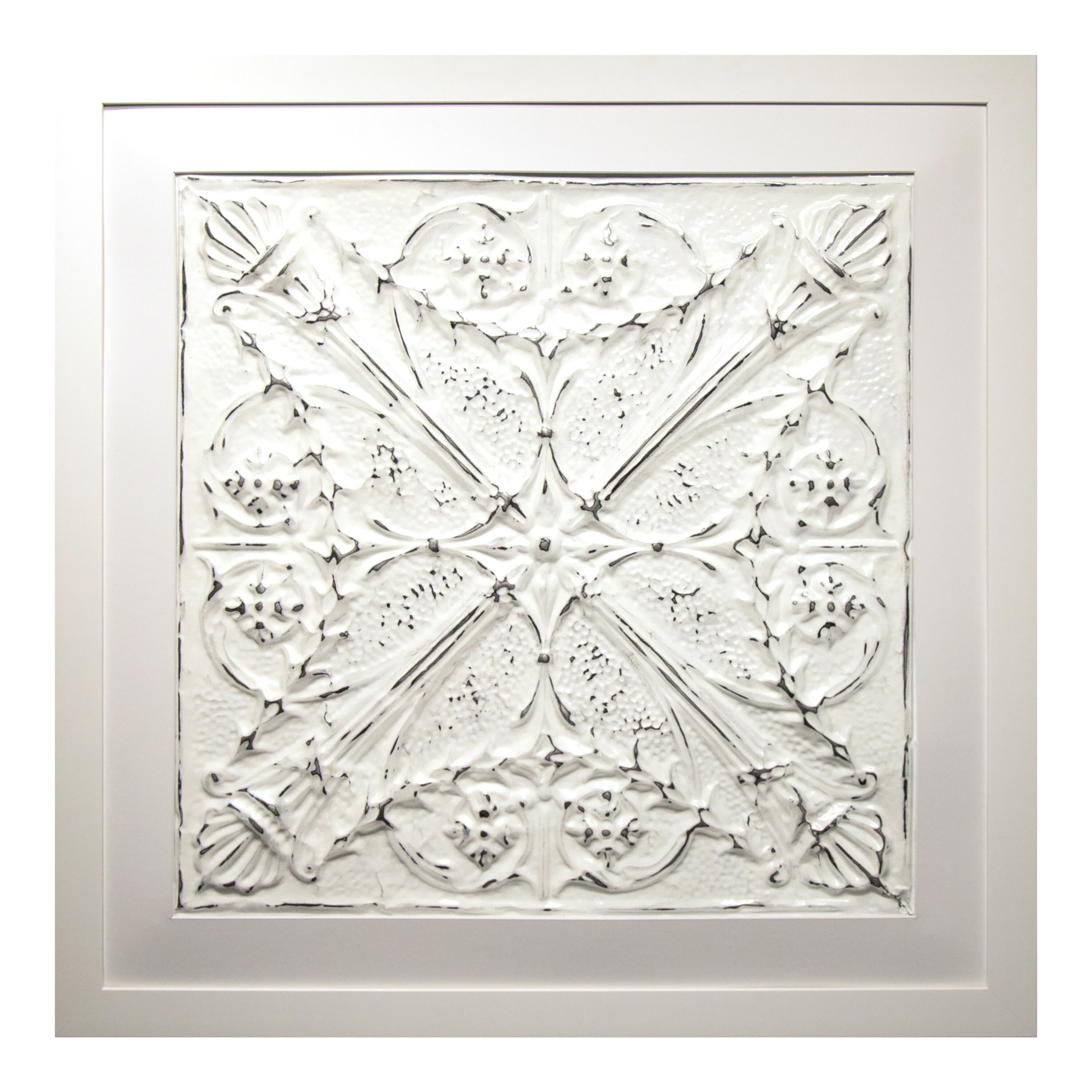 Framed White Vintage Tin Ceiling Tile That is Architectural Etsy Canada