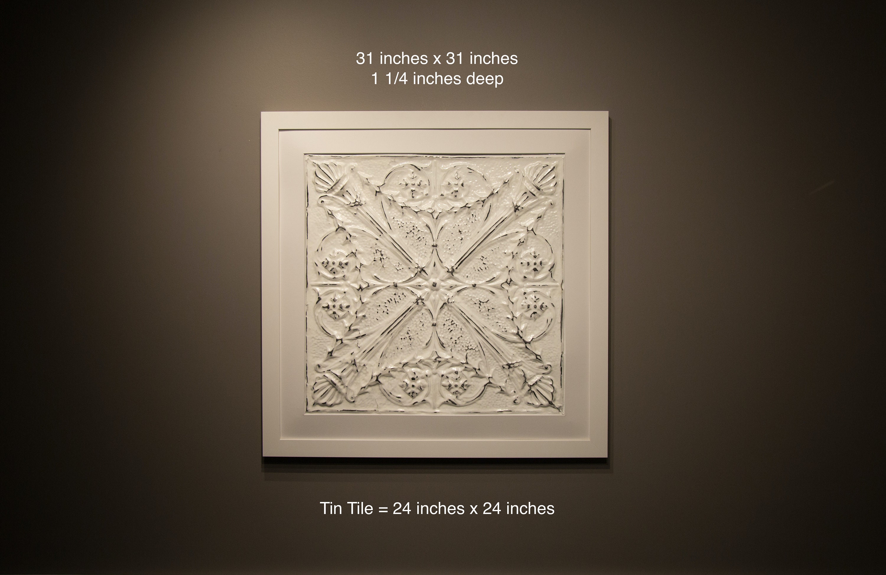 Framed White Vintage Tin Ceiling Tile That is Architectural Etsy Canada