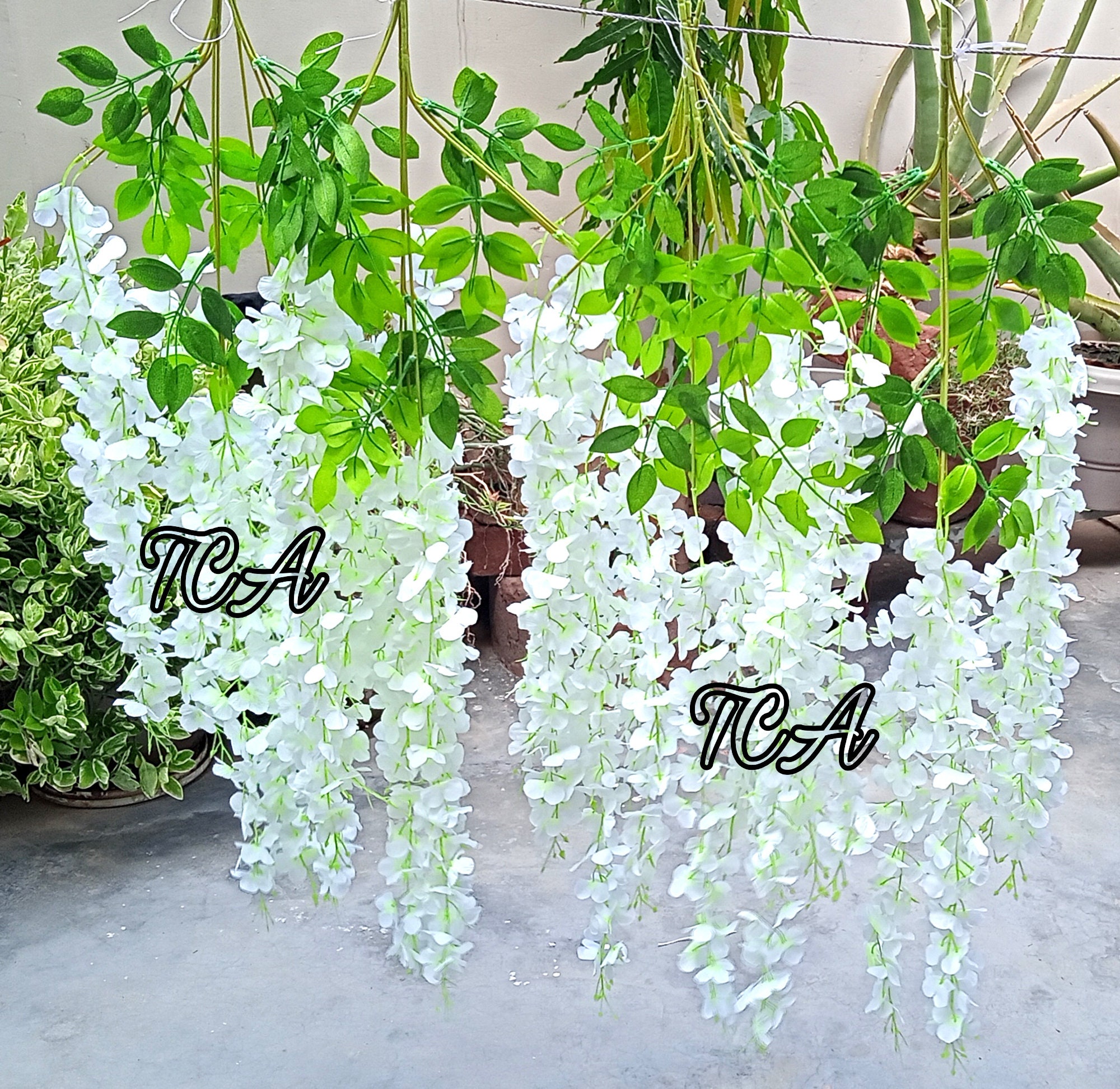 12Pc Artificial Silk Wisteria Fake Garden Vine Hanging Flower Home Wedding Decor 
