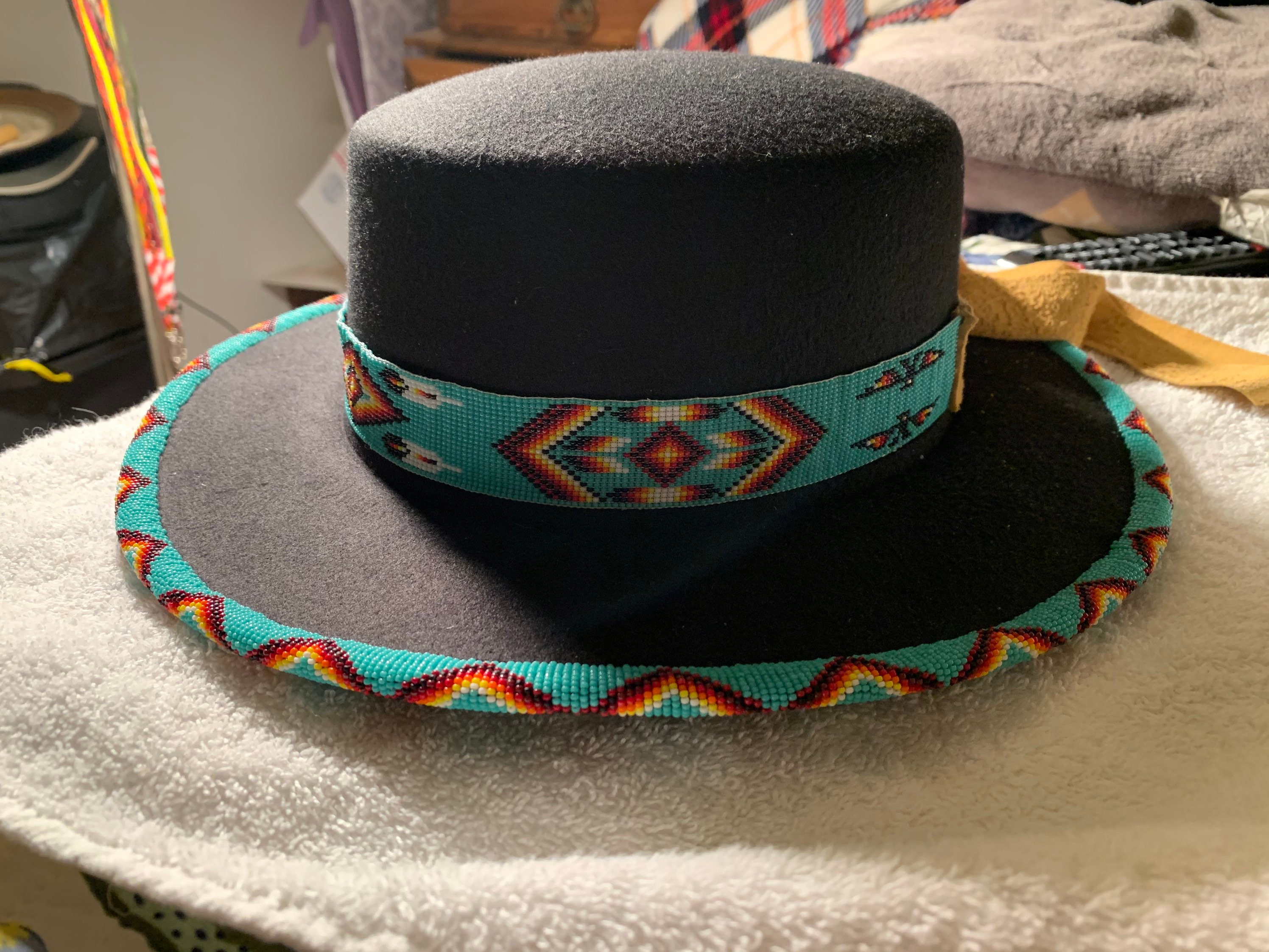 Beaded full brim fedora hat. You can also order in any colors Etsy