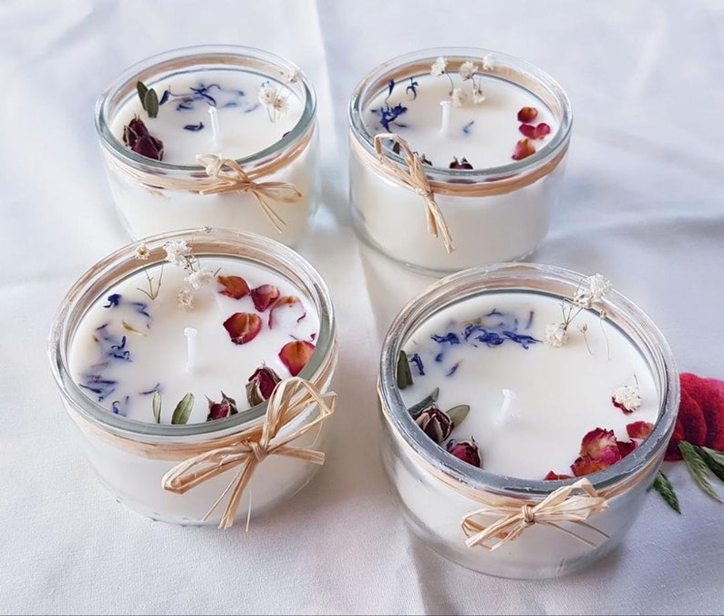 Bougie fleurs séchées dans tasse ancienne chinée ou verre image 10