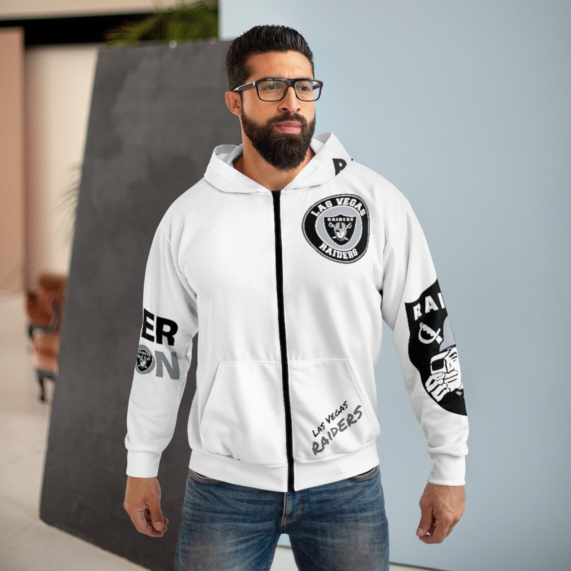 Las Vegas Raiders Zip Hoodie This Zipped fleece jacket will | Etsy
