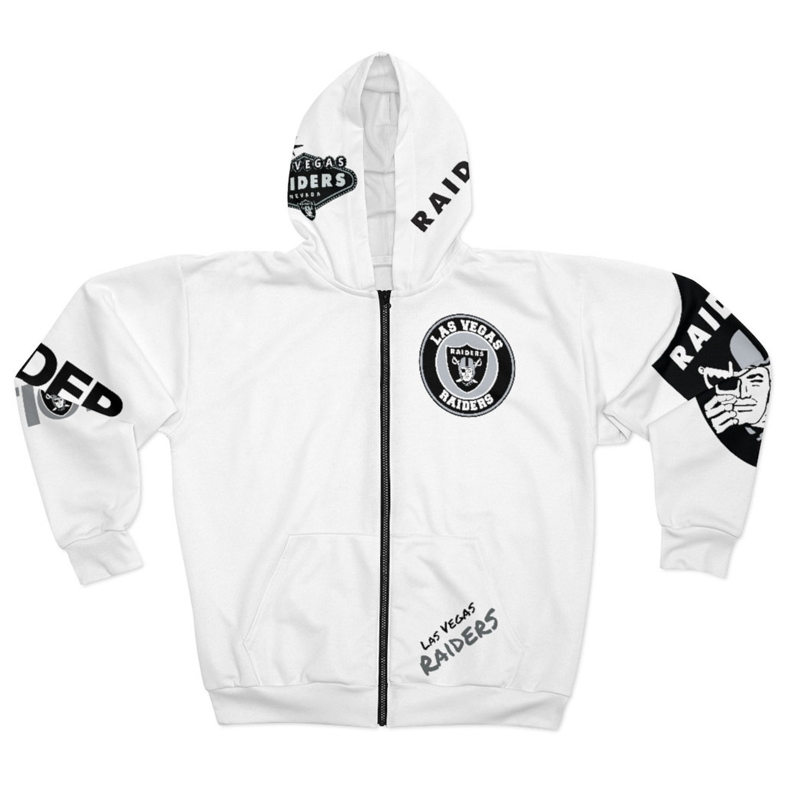 Las Vegas Raiders Zip Hoodie This Zipped fleece jacket will | Etsy