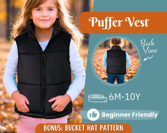 Puffer Vest Sewing Pattern for Kids Puffer Vest Kids Pattern PDF Pattern Beginner Pattern Sewing Pattern Toddlers Kids Jacket Pattern Etsy