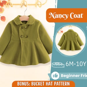 Coat Sewing Pattern for Kids, Girl Coat Pattern, Kids Pattern, PDF Pattern, Beginner Pattern, Sewing Pattern Toddlers, Kids Jacket Pattern