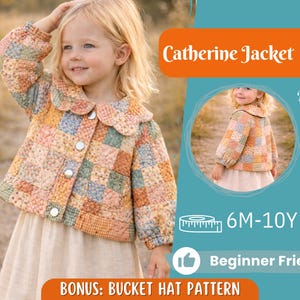 Molde para jaqueta acolchoada infantil, molde de jaqueta, molde infantil, molde em PDF, molde para iniciantes, molde de costura para bebês, molde de casaco