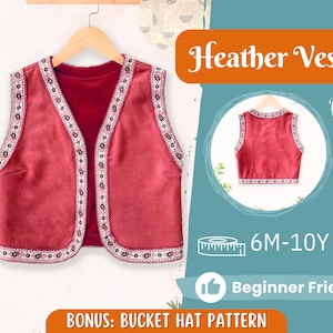 Vest Sewing Pattern for Kids, Kids Vest, Kids Pattern, PDF Pattern, Beginner Pattern, Sewing Pattern Toddlers, Waistcoat Sewing Pattern