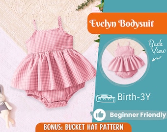 Patrón de costura para vestido de bebé, patrón para cuerpo, patrón infantil, patrón de vestido, patrón para principiantes, patrón de costura para bebés y niños pequeños.
