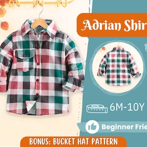 Shirt Sewing Pattern for Kids, Boy&#39;s Shirt Pattern, Kids Pattern, PDF Pattern, Beginner Pattern, Sewing Pattern Toddlers, Kids Shirt Pattern