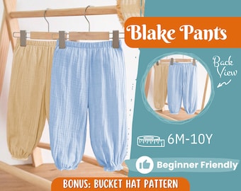 Pants Sewing Pattern for Kids, Elastic Waistband Pants Pattern, Kids Pattern, Baby Sewing Pattern, Beginner Pattern, Sewing Pattern Toddlers