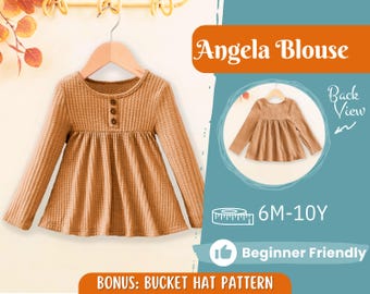 Girl Blouse Pattern, Sewing Pattern for Kids, Kids Pattern, Toddler Blouse Pattern, Beginner Pattern, Sewing Pattern Toddlers, Baby Pattern