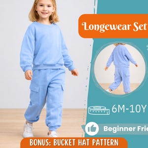 Mönster för huvtröjor och joggingbyxor för barn, huvtröjemönster, barnmönster, PDF-mönster, nybörjarmönster, symönster småbarn, joggingbyxmönster