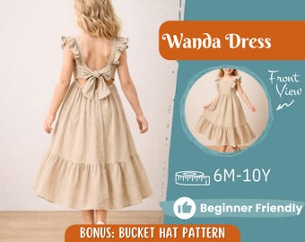 Dress Sewing Pattern for Kids, Dress Pattern, Kids Pattern, Long Dress Pattern, Beginner Pattern, Sewing Pattern Toddlers, PDF Pattern