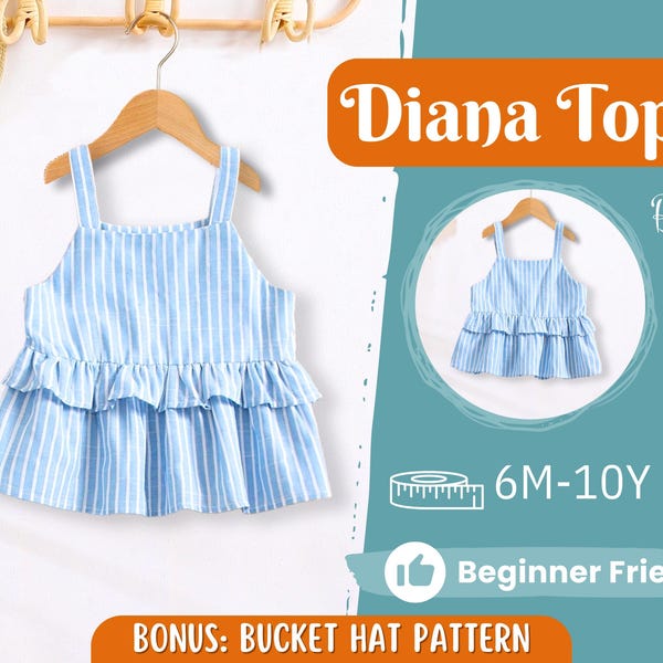 Top Sewing Pattern for Kids, Top Pattern, Kids Pattern, Girl Pattern, Beginner Pattern, Sewing Pattern Toddlers, PDF Pattern, Easy Pattern