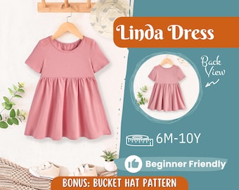 Kleid Schnittmuster für Kinder, Kleider-Schnittmuster, Kinder-Schnittmuster, Sommerkleid-Schnittmuster, Anfänger-Schnittmuster, Anfänger-Schnittmuster, Schnittmuster Kleinkinder, Baby-Schnittmuster