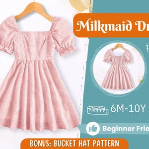 Dress Sewing Pattern for Kids, Dress Pattern, Kids Pattern, Milkmaid Dress Pattern, Beginner Pattern, Sewing Pattern Toddlers, PDF Pattern