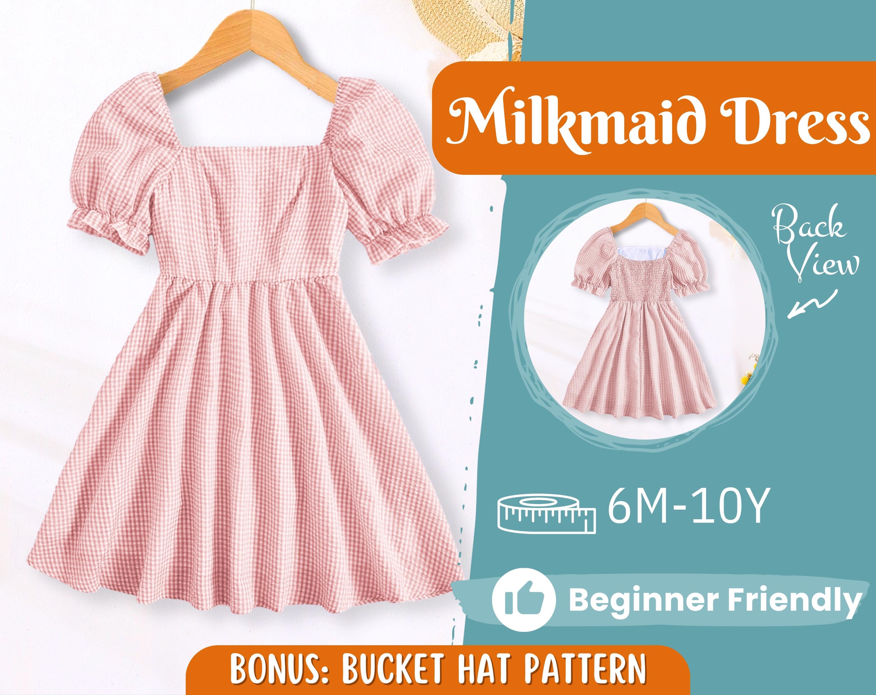 Dress Sewing Pattern for Kids, Dress Pattern, Kids Pattern, Milkmaid Dress Pattern, Beginner Pattern, Sewing Pattern Toddlers, PDF Pattern