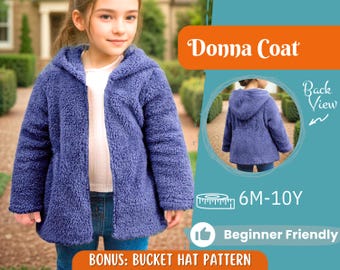 Mantel Schnittmuster für Kinder, Mädchen Mantel Schnittmuster, Kinder Schnittmuster, PDF Schnittmuster, Anfänger Schnittmuster, Schnittmuster Kleinkind, Nähen Schnittmuster, Kinder Jacke Schnittmuster