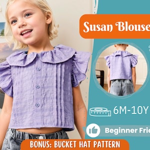 Top naaipatroon voor kinderen, blousepatroon, kinderpatroon, meisjespatroon, beginnerspatroon, naaipatroon peuters, pdf-patroon