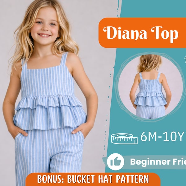 Top Sewing Pattern for Kids, Top Pattern, Kids Pattern, Girl Pattern, Beginner Pattern, Sewing Pattern Toddlers, PDF Pattern, Easy Pattern