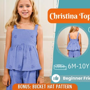 Toppatroon voor kinderen, toppatroon, kinderpatroon, meisjespatroon, beginnerspatroon, naaipatroon peuters, pdf-patroon, blousepatroon