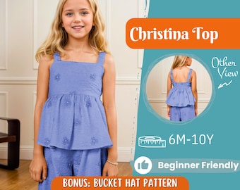 Top Sewing Pattern for Kids, Top Pattern, Kids Pattern, Girl Pattern, Beginner Pattern, Sewing Pattern Toddlers, PDF Pattern, Blouse Pattern