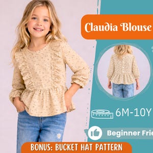 Meisjesblousepatroon, naaipatroon voor kinderen, kinderpatroon, peuter blousepatroon, patroon voor beginners, naaipatroon peuters, babypatroon