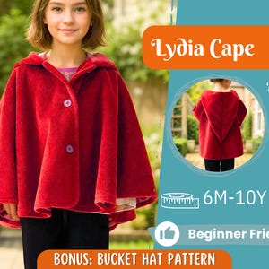 Cape Sewing Pattern for Kids, Capelet Pattern, Kids Pattern, Easy PDF Pattern, Beginner Pattern, Sewing Pattern Toddlers, Jacket Pattern
