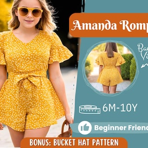 Romper Sewing Pattern for Kids, Romper Pattern, Kids Pattern, Girl Dress Pattern, Beginner Pattern, Sewing Pattern Toddlers, Baby Pattern