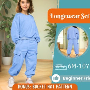 Patrón de sudadera con capucha y pantalones deportivos para niños, patrón de sudadera con capucha, patrón para niños, patrón en PDF, patrón para principiantes, patrón de costura para niños pequeños, patrón de pantalones deportivos