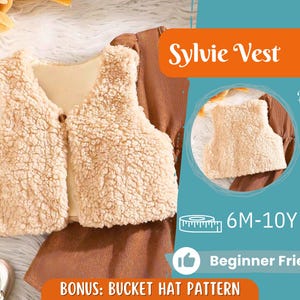 Vest Sewing Pattern for Kids, Teddy Vest Pattern, Kids Pattern, PDF Pattern, Beginner Pattern, Sewing Pattern Toddlers, Kids Vest Pattern