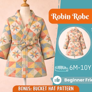 Robe Schnittmuster für Kinder, Kleinkind Schnittmuster, Kinder Schnittmuster, PDF Muster, Anfänger Schnittmuster, Schnittmuster Kleinkinder, Teddy Robe Schnittmuster