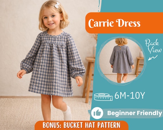Dress Sewing Pattern for Kids, Dress Pattern, Kids Pattern, Easy PDF Pattern, Beginner Pattern, Sewing Pattern Toddlers, Baby Sewing Pattern