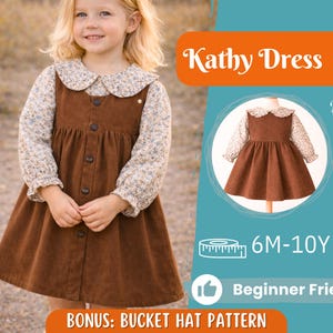 Patrón de costura de vestido para niños, patrón de vestido, patrón para niños, patrón de vestido para niñas, patrón para principiantes, patrón de costura para niños pequeños, patrón en PDF